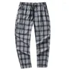 Men's Pants Versatile Checked Straight Korean Version Of Youth Handsome Casual Loose Spring And Summer 9-Point Trousers