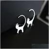 Dangle żyrandol 925 Sterling Sier Cute Earring Kreatywny długi ogon Hang Kolczyki dla zwierząt Jewlery dla kobiety upuszcza biżuteria Dhwfx