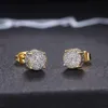 Stud Rock Hip Hop Iced Out Earring For Men Male Ice Studded Zircon Gold Color Piercing Ear Accessories Hiphop Trend Smycken 230816