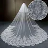 Bridal Veils 2023 Luxury Real Image Wedding Three Meters Long Lace Applique Crystals Två lager Katedralen