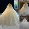 Luxurious Ball Gown Wedding Dresses with Wrap Sweetheart Sequins Appliques Lace Robe De Mariee Custom Made Lace-Up Back Sweep Train Bride