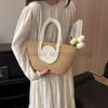 Totes 2023 Summer Women's Cotton Rope Handbag New Printed Travel Beach Handmade Large Simple Bucket caitlin_fashion_bags