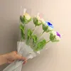 Dekorativa blommor handstickade rosblommor virkning bukett bröllop dekoration hem bord dekorera falska handgjorda valentins gåva