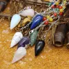Pendant Necklaces Wholesale 6pcs/lot Seven Chakra Pendulum For Dowsing Divination Natural Stone Crystal Quartz Droplet Pendants Pendule