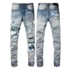 Miri Jeans Man Designer Jeans Lila Skinny Motorrad Jeans zerrissener Biker Slim Straight Baggy Ksubi Jeans Hosen Herren Trendmarke Vintage Hosen Größe 28-40