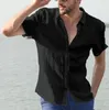 Erkek Günlük Gömlekler Kısa Kollu Yaz Moda Düz Renk Dönüşü Hızlı Kurutma Plaj Stili S-4XL