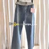 Lyxkvinnor Jeans Woman Blue Denim Flap Design Pants Back Letter Jeans Byxor