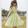 Girl's Dresses Girls 'Dress Summer Children's Green Kirt New Western Edition Big Boy Princess Dress Girls' Summer Dress