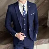 Erkek Suit S-5XL Büyük Boyut 2023 (Takım Yelek Pantolon) Üç Parçalı İnce Şerit İngiliz Moda ve Boş Zaman İş Damat Gelinlik