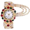 腕時計ホラサン合金ファッションレディースは、クリエイティブフリンジクォーツブレスレットダイヤモンドがちりばめられたギフトレリジオフェミニノを見る