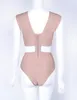 Women's Jumpsuits Rompers Celebrity Khaki Hollow Out Rayon Bandage Bodysuit Swimsuit Sexy Bodycon Bikini Wholesale 230815