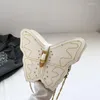 Kvällspåsar myntväska Butterfly Design Creative Fun Bag For Women 2023 Luxury Rivet Crossbody Silver Black Handbag Chain Shoulder