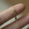 Klusterringar små jasminum silver inlagd olivgrön pärla för kvinnor mjuk kedja justerbar glänsande färskt mode fina smycken