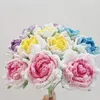 Dekorativa blommor handstickat garnblomma virkningssimulering Gradient Rose Home Creative Decoration Wedding Party Festive Gift