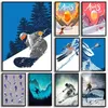 Winter Sports Skiing Posters and Prints Vintage Travel Ski Canvas Painting Snowboard Wall Art For Living Room Bedroom Home Decor No Frame Wo6