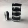 3 ML/3 CC Empty Plastic Clear Pot Bottle Round Black Screw Cap Lid Cosmetic Cream Jar For Makeup Eye Shadow Nails Powder Cfiik