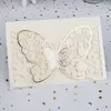 Gratulationskort 50st Butterfly Laser Cut Wedding Invitation Card Printing Business gratulationskort Personligt parti gynnar bröllopsdekoration 230815