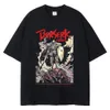 Men's T-Shirts Anime Berserk Tshirt Men Women 100% Cotton Tshirts Guts Washed Vintage T-Shirt Y2k Short-Sleeved Shirts Summer Streetwear Tops 230815