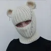 Mütze/Schädelkappen Mann Halloween Y2k Balaclava Bärenohrhut Unisex Windproof Bear Ohrs Frauen warm Reiten integrierter Schal Beanie Hut 230815