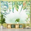 Tapestries Green Plant Flower Cactus Hand Drawing Tapestry Wall Hanging Hippie Kids Room Decor R230815