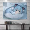 Tapeçarias anime pano de fundo moda pano de parede orelhas de gato menina tapeçaria dormitório estudante decoração para casa