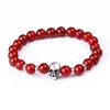 Strand Antique a colore argento Buddha Bracciale tigre occhio nero Scheletro di pietra di lava per uomini Donne pulseras homb