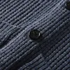 Heren truien heren sjaal kraag kraag vestige trui slank fit kabel gebreide knop omhoog merino wollen trui met zakken j230806