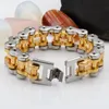 Charm Bracelets Fashion Men Engine Bike Chain Silver Gold Color Stainless Steel Link Bicycle Jewelry 23cm 230816