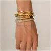 Bangle Fashion Jewelry PVD 18K Gold Plated Open Circle Cuff Armband Rostfritt stål för kvinnor Drop Leverans DHGHS