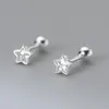 Hölzerohrringe kleiner Zirkonstar CZ Crystal 925 Sterling Silber für Frauen Mädchen Kinder Pentagramm kreativer Schmuck