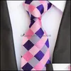 Juego de corbata de cuello Juegos de hombre clásico 51 Diseño 100% Silk Ties Hanky ​​Gustink 8cm Hombres a cuadros Partido de negocios formal Gravatas 252 Drop d Dhtzg