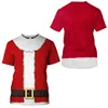 Camisetas masculinas Camisa de Natal Cosplay Roupas de cosplay 3D Imprimir camisetas de manga curta casual