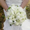 Fiori di nozze Rose avorio con calla gigli rotondi in tessuto di seta da sposa mariee