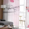 Tenda Tende in tulle acquerello con fiori di ciliegio per la decorazione della camera da letto del soggiorno Tende per tende trasparenti in chiffon per finestre da cucina