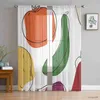 Rideau artistique en Tulle à fruits, blocs de couleurs, transparents, pour chambre à coucher, décoration de cuisine, draperies d'hôtel