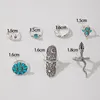 Ringos de cluster huatang lmitation anel turquesa Conjunto de nove petal com serpente de serpente de flor em forma de fita 23611