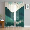 Cortina de paisagem material tinta pura janela cortinas para quarto hall decoração casa tule cortinas para sala estar chiffon