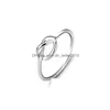 Band Rings 100% 925 Sterling Sier Thin Knot Ring Womens Simple S925 Engraved Personality Jewelry Drop Delivery Dh9Ew