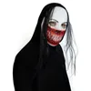 Party Masks Halloween Scary Big Mouth Female Ghost Mask med Long Hair Cosplay Costume Mask Rollspel Mask Horror Accessory 230816