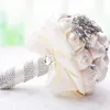 Bröllopsblommor Crystal Bouquet Brooch Pärled Brudtmaid Artificial Rose Handgjorda Rhinestones Bridal Holding