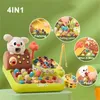 Dekompressionsleksak 4 In1 Baby Montessori Toys Toddler Fishing WHAC-A-MOLE Pull Matrot Feed Learning Educational Toys for Baby Gifts 230816