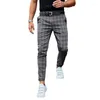 Herrbyxor män Autumn Menswear Youth Slim Fit Casual Sportswear Smart Plaid Printing Straight Fashion Mens