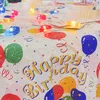 Table Cloth Happy Birthday White Tablecloth For Kids Disposable Plastic Waterproof Cover Party Decoration Wedding Baby Shower