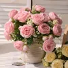 Dekorative Blumen 5 Köpfe/Bündel fälschlicher Folge Rose Plastikblume für DIY Home Garden Decor Hochzeit Dekoration Künstliche Pfingstrosen Tee