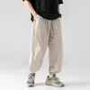 Herrenhosen Houzhou Sommer Eis Silk Männer joggen koreanisch gedruckte übergroße schwarze lässige hose männlich losen streetwear japanisch