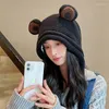 Berets Cute Frog Knitted Hat Autumn Winter Set Head Ear Protection Cap Fashion Versatile Knitting Unisex Skulies Wool