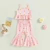 Clothing Sets Kids Baby Girls Summer Outfits Flower Print Ruffled Camisole and Elastic Flared Pants Children Casual Clothing Set