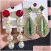 Dingle ljuskrona Europe USA Retro Colorf Rhinestone Women släpper örhängen Långt bohemsk glasborr temperament smycken del dhw2z