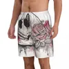 Mäns shorts strand simma surfing maillot de bain skalle och blommor dag för de döda sportbrädan snabb torr badkläder