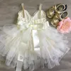 Flickans klänningar Shinny Flower Girls Dress for Kids Christmas Toddle Party Gown Gold Sequined Layered Dress Children New Year Dress Clothing R230816